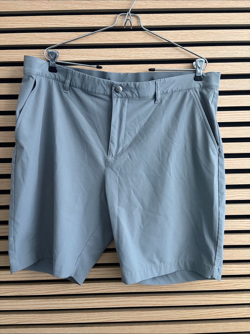 adidas Light Gray Flat-Front Men's Shorts